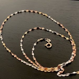 20” 14K Yellow, White, and Rose Gold Chain